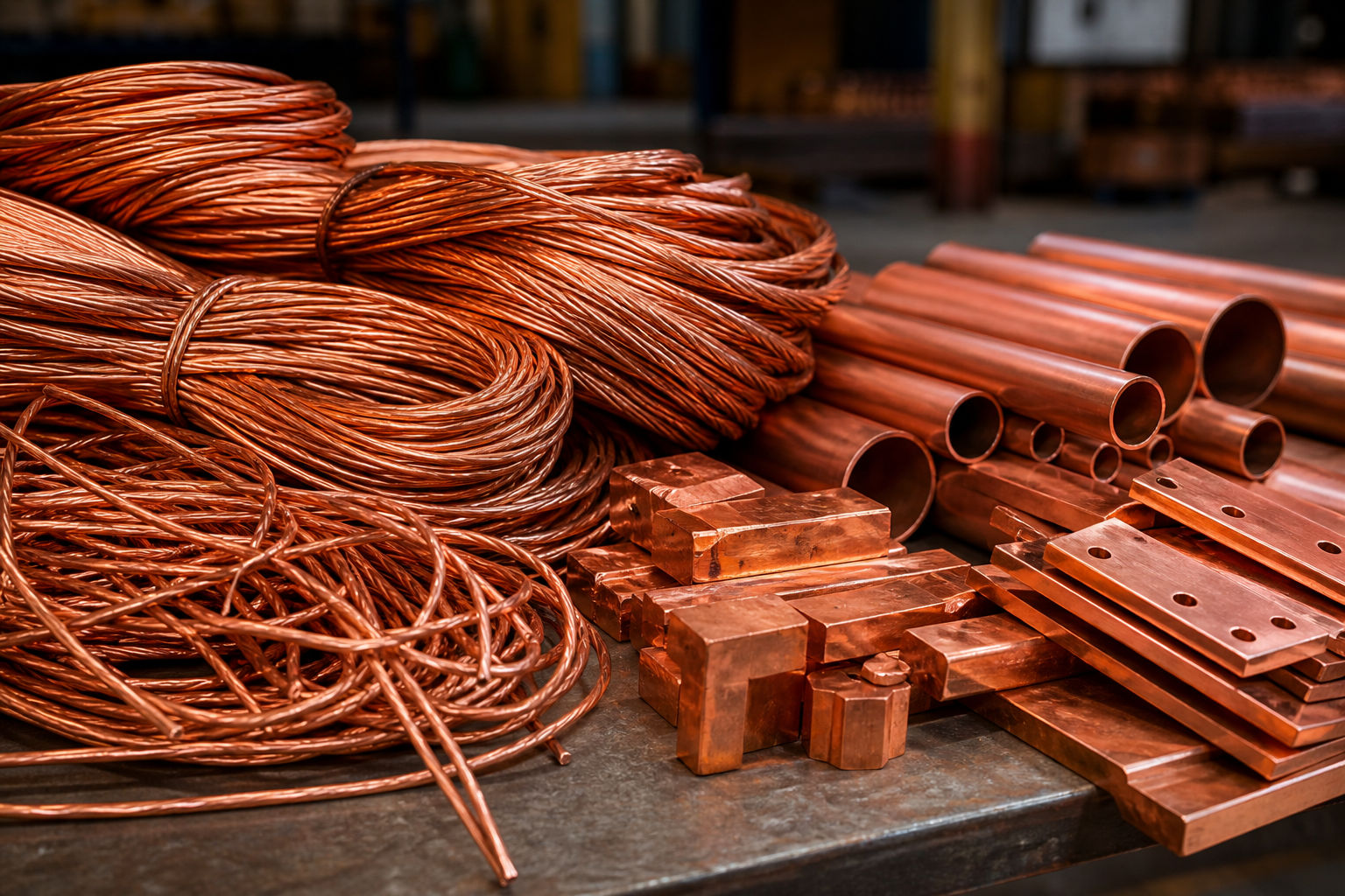 Copper wire, tubing, brass, and bronze non-ferrous scrap separated for recycling